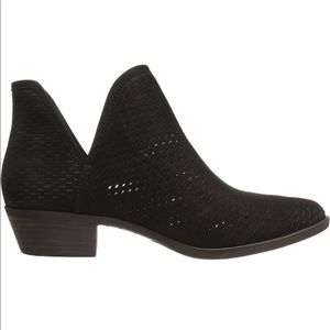 Lucky Brand perforated black suede slip-on booties 6.5